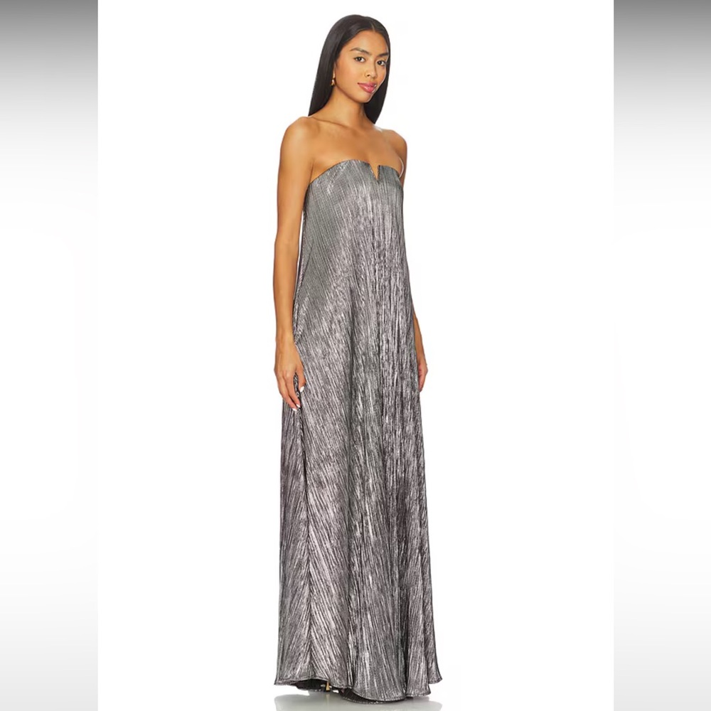 Athena Maxi Dress in Pleated Silver - worn once - size small
